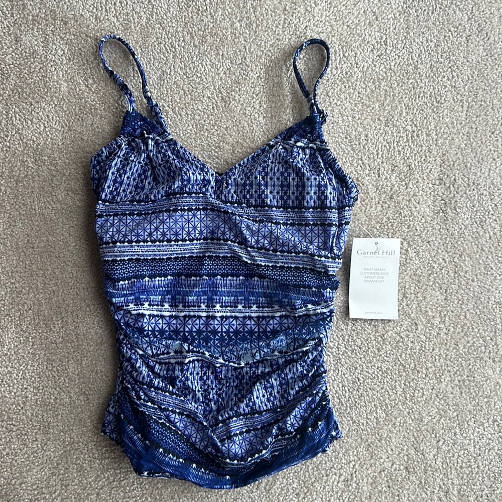 Garnet Hill ruched surplice tankini top